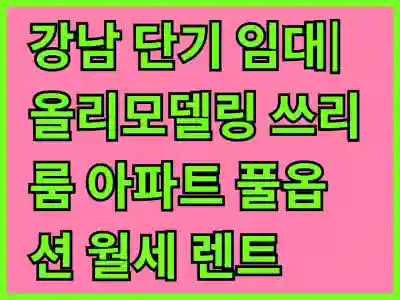 강남 단기 임대| 올리모델링 쓰리룸 아파트 풀옵션 월세 렌트 | 즉시 입주 가능, 최고의 조건