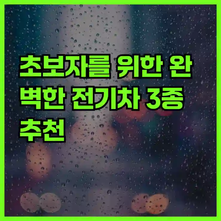 초보자를 위한 완벽한 전기차 3종 추천!