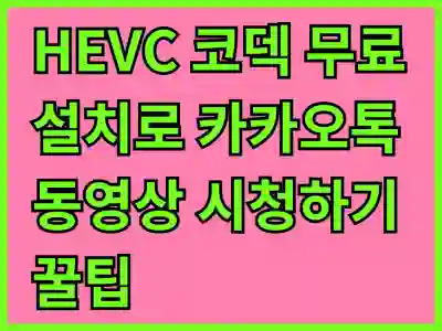 HEVC 코덱 무료 설치로 카카오톡 동영상 시청하기 꿀팁 공유합니다
