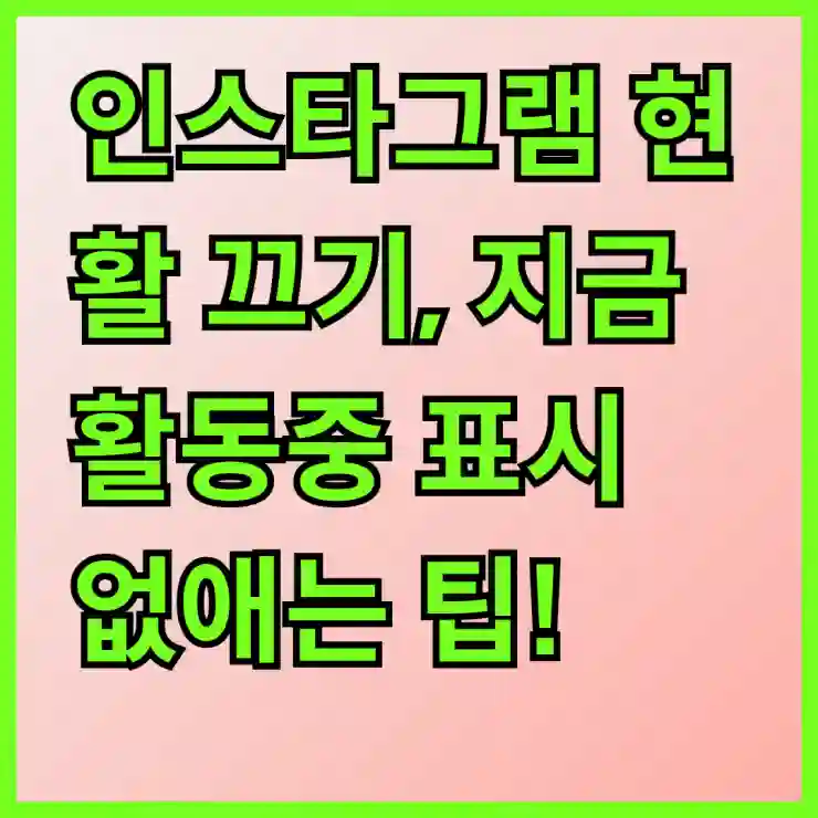 인스타그램 현활 끄기, 지금 활동중 표시 없애는 팁!