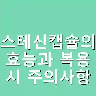 스테신캡슐의 효능과 복용 시 주의사항