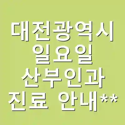 대전광역시 일요일 산부인과 진료 안내**
